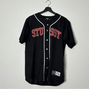 Stussy Black Baseball Jersey Shirt